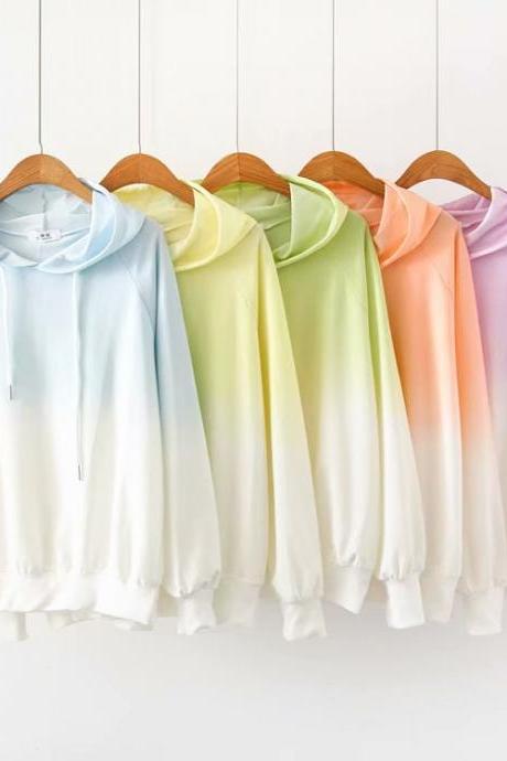 Cute gradient long-sleeved hoodie