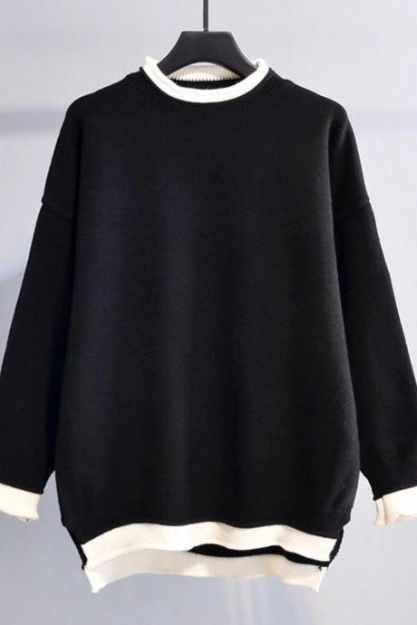 Simple round neck long sleeve sweater