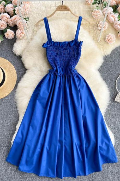 Blue A line off shoulder dress fashion dress