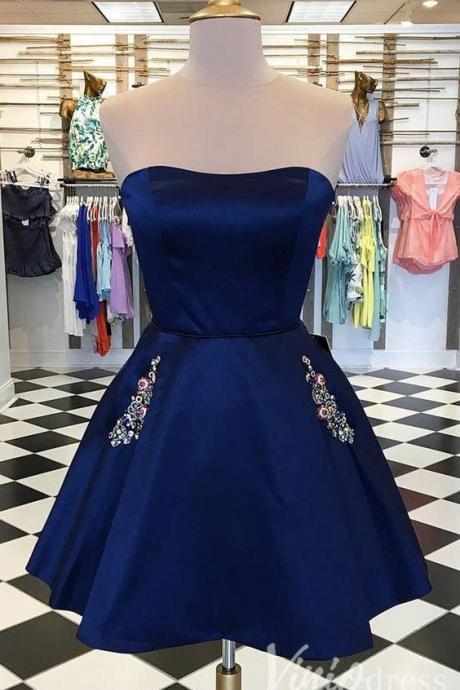 Navy Homecoming Dress, Short Prom Dress ,Winter Formal Dress, Pageant Dance Dresses, Back To School Party Gown, PC0661
