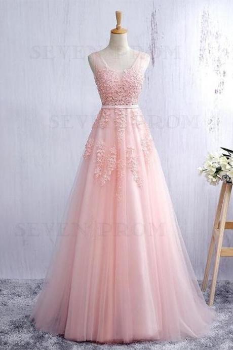 Long Prom Dress with Appliques