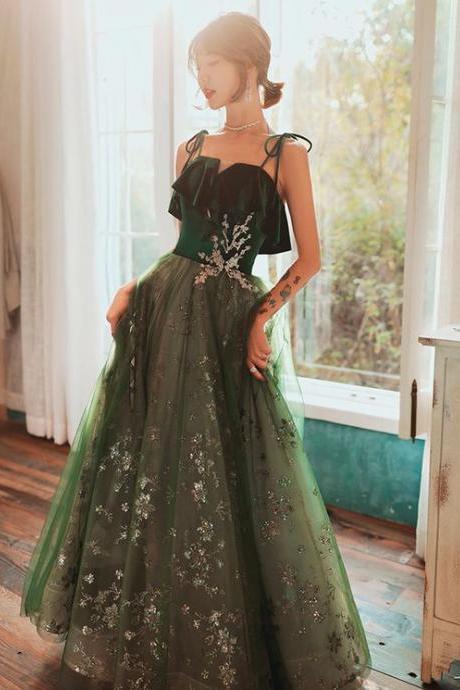 Green Fairy Dream Style Evening Party Prom Long Dress