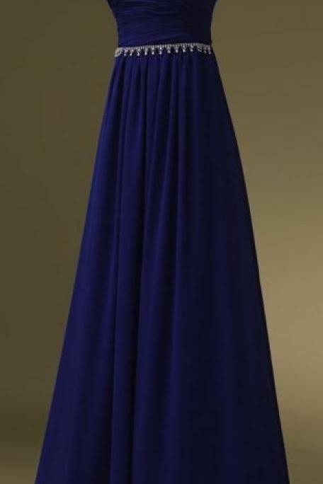 Royal Blue Prom Dresses,Sweetheart Evening Gowns,Simple Formal Dresses,Beaded Prom Dresses,Long Evening Gown,Modest Evening Dress,Chiffon Prom Dresses,New Style Prom Gown