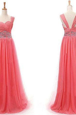 Coral Prom Dresses,Sparkly Prom Dress,Sparkle Prom Gown,Bling Prom Dresses,Straps Evening Gowns,2016 Evening Gown,Beaded Formal Dress For Teen