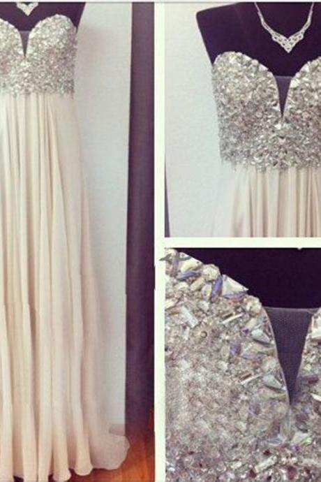 Ivory Prom Dresses,A Line Prom Dress,Chiffon Prom Dress,Simple Prom Dress,Sparkle Prom Dress,Sparkly Evening Gowns,Cheap Party Dress,Elegant Prom Dresses,2016 Formal Gowns For Teens