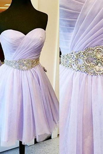 Light Purple Prom Dresses Short Open Back