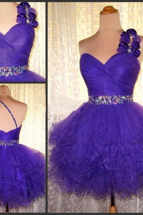 One Shoulder Homecoming Dress,Grape Homecoming Dresses,Chiffon Homecoming Dress,Grape Party Dress,Grape Short Prom Gown,Backless Sweet 16 Dress,Homecoming Gowns
