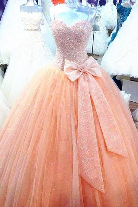 Tulle Prom Dresses,Pink Prom Dress,Modest Prom Gown,Prom Gowns,Beading Evening Dress,Princess Evening Gowns,Sparkly Party Gowns