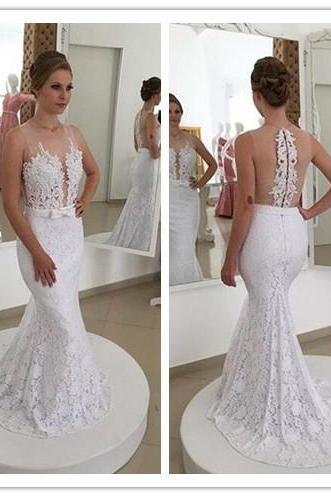 White Prom Dresses,Charming Evening Dress,White Prom Gowns,Lace Prom Dresses,2016 New Prom Gowns,White Evening Gown,Backless Party Dresses