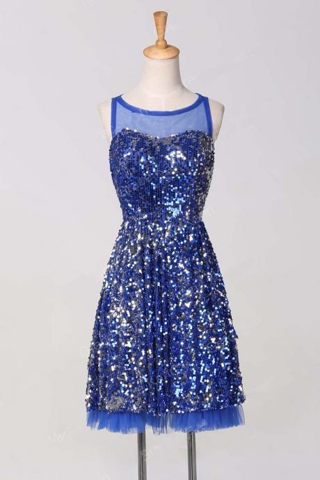 Sequin Homecoming Dress,Sparkle Homecoming Dresses,Glitter Homecoming Gowns,Sequined Prom Gown,Blue Sweet 16 Dress,Casual Homecoming Dresses,Sequins Cocktail Dress