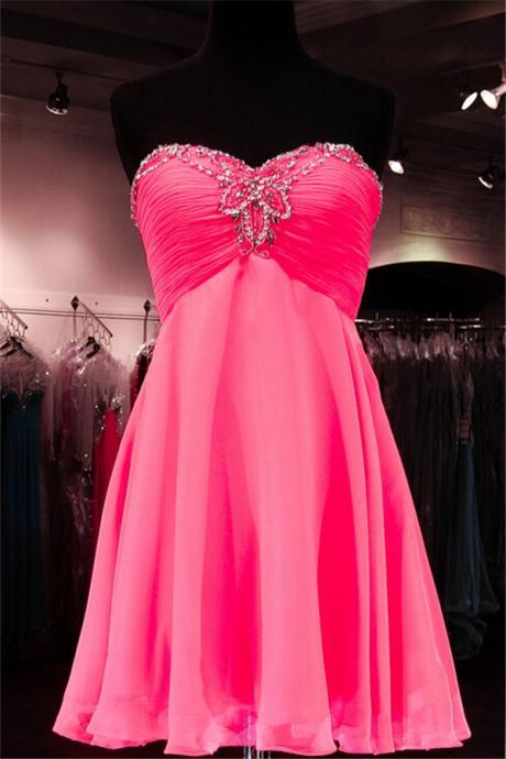 Pink Homecoming Dress,Light Pink Homecoming Dresses,Chiffon Homecoming Gowns,Bling Party Dress,Short Prom Dress,Silver Beading Sweet 16 Dress,Sparkly Homecoming Dresses,Glitter Formal Evening Gown