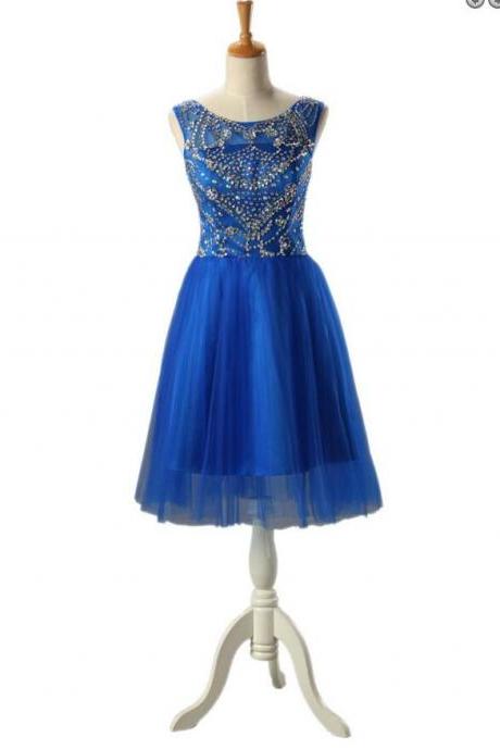 Royal Blue Homecoming Dress,Simple Homecoming Dresses,Beading Homecoming Gowns,Short Prom Gown,Sweet 16 Dress,Bling Homecoming Dresses,Cocktail Dress,Glitter Formal Dress