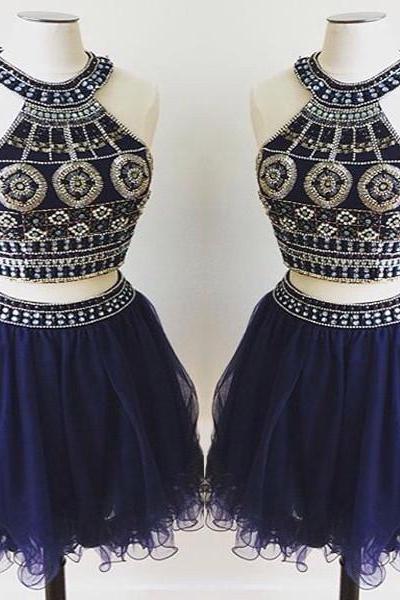Navy Blue Homecoming Dress,Homecoming Dresses,Tulle Homecoming Dress,A Line Party Dress,Green Short Prom Gown,Sweet 16 Dress,Beading Homecoming Gowns