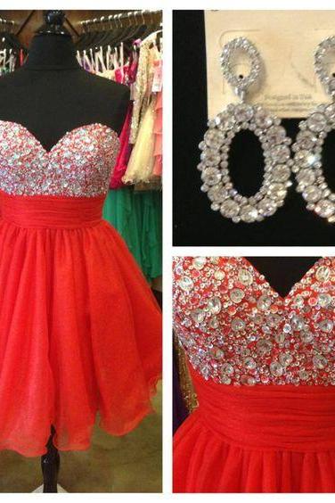 Red Homecoming Dress,Short Homecoming Dresses,Tulle Homecoming Gown,Party Dress,Sparkle Prom Gown,Cocktails Dress,Bling Homecoming Dress