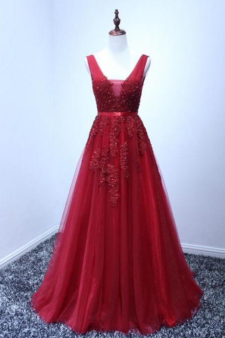 Wine Red Prom Dresses,Prom Dress,Prom Gown,Tulle Prom Gowns,Elegant Evening Dress,Modest Evening Gowns,Simple Party Gowns,2016 Prom Dress