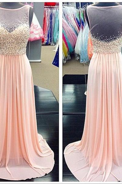 Pink Prom Dresses,Pink Evening Gowns,Simple Formal Dresses,Prom Dresses,Teens Fashion Evening Gown,Beadings Evening Dress,Pink Party Dress,Chiffon Prom Gowns