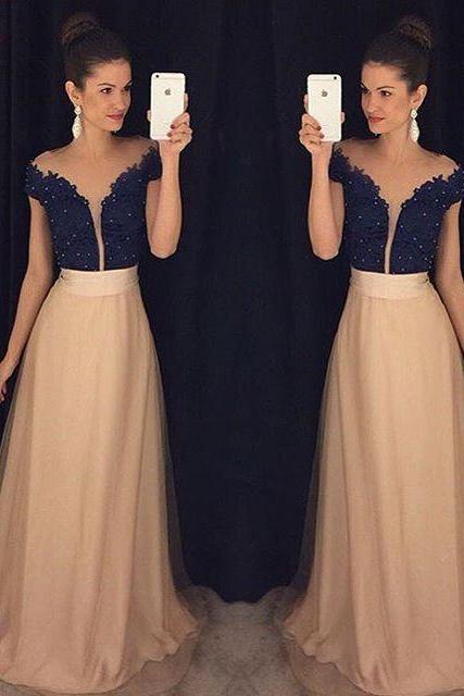 Prom Dresses,Lace Prom Dress,Champagne Prom Gown,Tulle Prom Gowns,Elegant Evening Dress,Modest Evening Gowns,Sexy Party Gowns,2016 Prom Dress