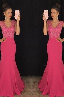 Pink Prom Dresses,Mermaid Prom Gowns,Pink Prom Dresses 2016, Party Dresses 2016,Long Prom Gown,Prom Dress,Sparkle Evening Gown,Sparkly Party Gowbs
