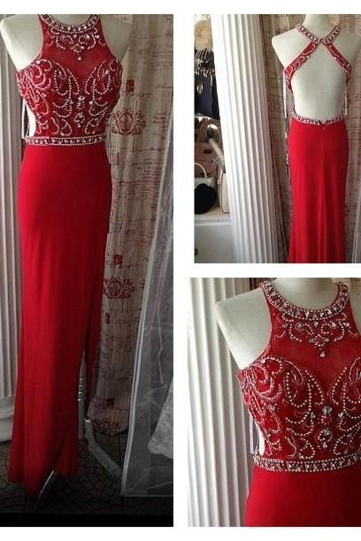 Red Prom Dresses,Open Back Prom Gowns,Backless Prom Dresses,Sparkle Party Dresses,Long Prom Gown,Open Backs Prom Dress,2016 Evening Gowns,Sparkly Formal Gown