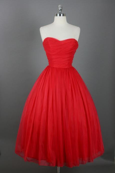 Knee Length Prom Dresses,Red Prom Gown,Vintage Prom Gowns,Elegant Evening Dress,Cheap Evening Gowns,Simple Party Gowns,Modest Bridesmaid Dresses,Bridesmaid Gowns