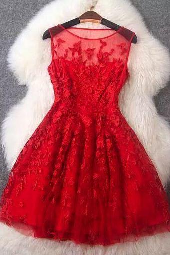 Charming Prom Dress,Tulle Prom Dresses,Short Prom Dress,Red Prom Dress