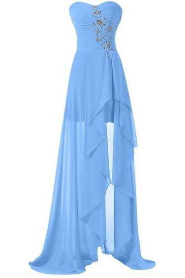Blue Prom Dresses,Charming Evening Dress,Prom Gowns,Blue Prom Dresses,New Prom Gowns,High low Evening Gown,Party Dresses