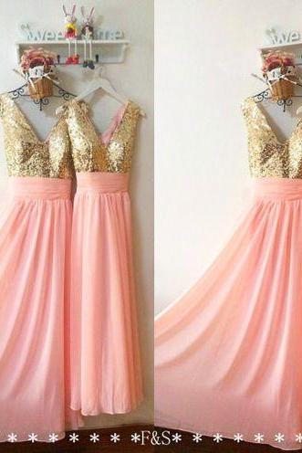 Prom Dresses,Blush Pink Evening Gowns,Sexy Formal Dresses,Chiffon Prom Dresses,Fashion Evening Gown,Sexy Evening Dress,Sequins Party Dress,Bridesmaid Gowns