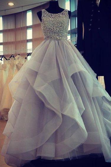 Long Fluffy Custom Unique Party Dresses,Backless Popular Handmade Prom Dresses,Ball Gown Prom Dresses,Long Prom Dresses,Party Gowns