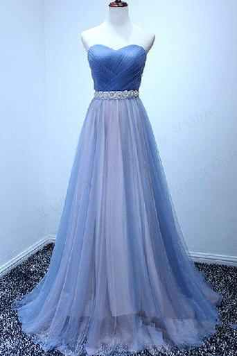 Beautiful Tulle Handmade Sweetheart Long Prom Dress, Prom Gowns, Evening Dresses