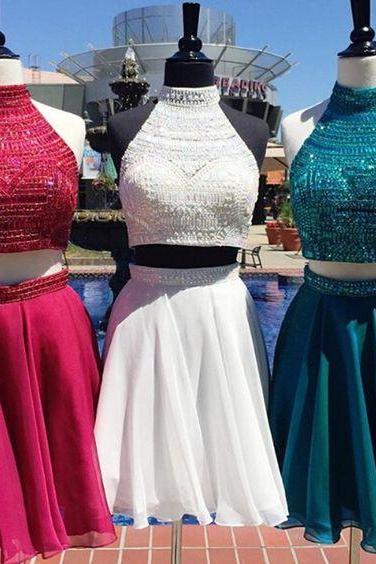 Homecoming Dress,2 Piece Homecoming Dresses,white Sweet 16 Dress,Homecoming Dress,2 pieces Cocktail Dress,Two Pieces Evening Gowns
