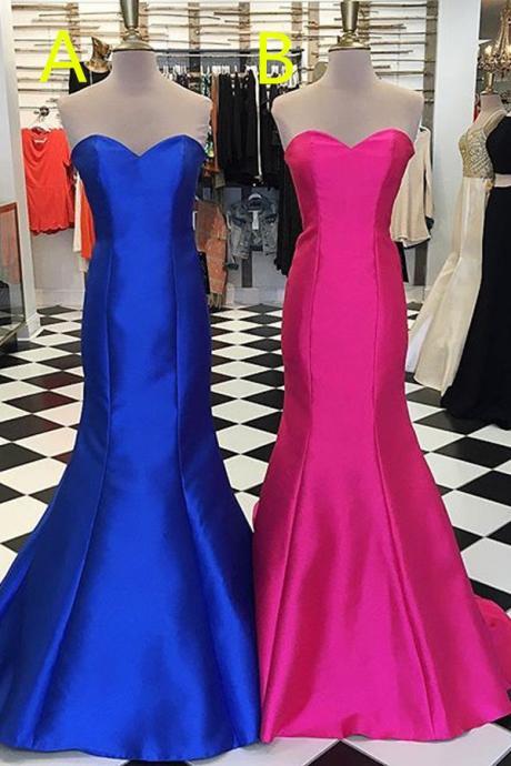 Royal Blue Lace Up Long Prom Dresses,Simple Cheap Sweetheart Prom Gowns,Elegant Bridesmaid Dresses,Hot Pink Party Dresses