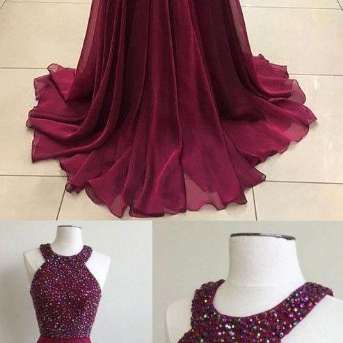 Burgundy A Line Halter Chiffon Ruffles Short Prom Dress,Homecoming Dress,Birthday Dress GG3260 main image 1