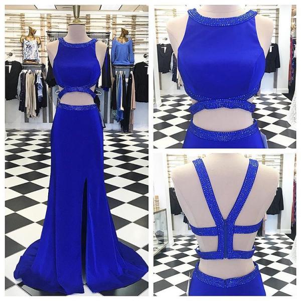 Two Piece Royal Blue Mermaid Long Prom Dress,prom Dresses,evening Dress ...