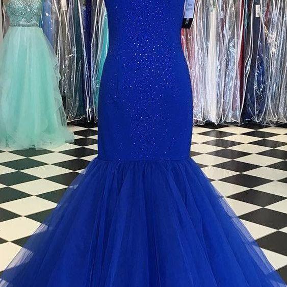 2018 Prom Dresses, Mermaid Prom Dresses, Long Prom Dresses, Royal Blue ...