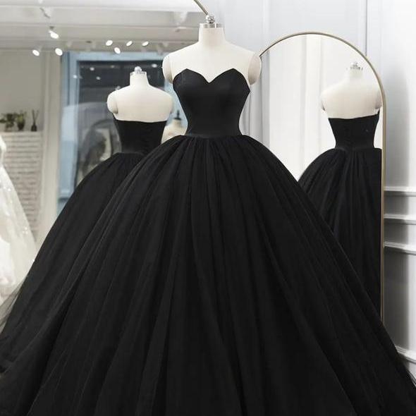 Black Tulle Long Ball Gown Dress Black Formal Dress on Luulla