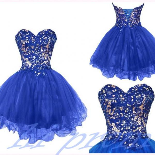 Tulle Dress,Lace Dress,Royal Blue Dress,Fitted Dress