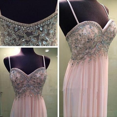 Pearl Pink Prom Dresses,Chiffon Prom Dress,A Line Prom Dress,Long Prom ...