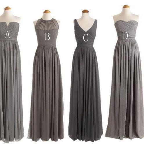Gray Bridesmaid Gown,Pretty Prom Dresses,Grey Wedding Gown,Strapless ...