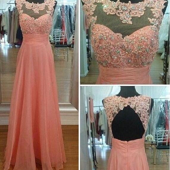 Blush Pink Prom Dresses,chiffon Backless Prom Dress,a Line Prom Dress ...