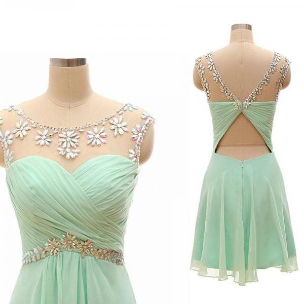Mint Green Dress,backless Dresses,chiffon