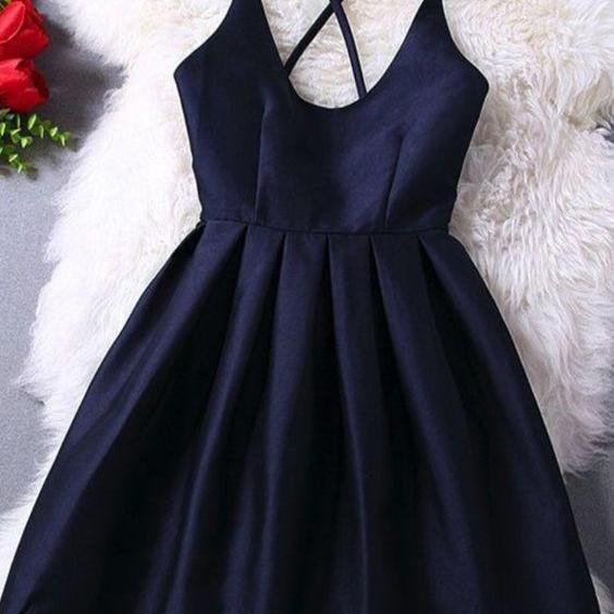 Trendy Dark Navy Blue Junior Graduation Dress JTSH167