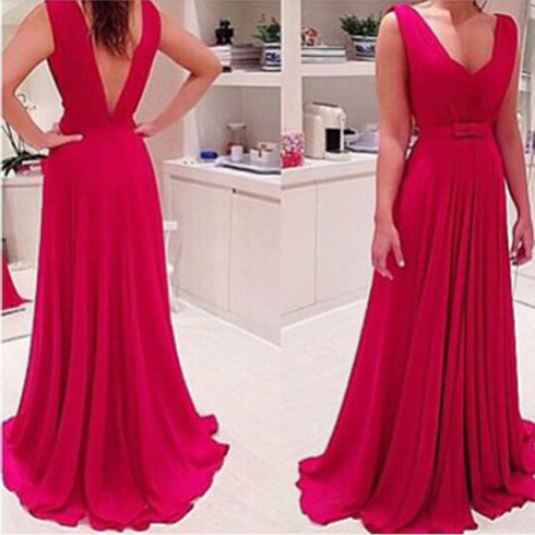 open back red gown