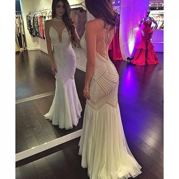 White Prom Dresses,Mermaid Prom Dress,White Prom Gown,Sequin Prom Gowns ...