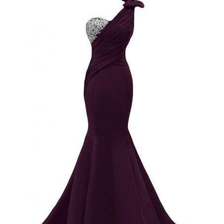 prom dresses dress evening shoulder ruched mermaid grape gowns gown