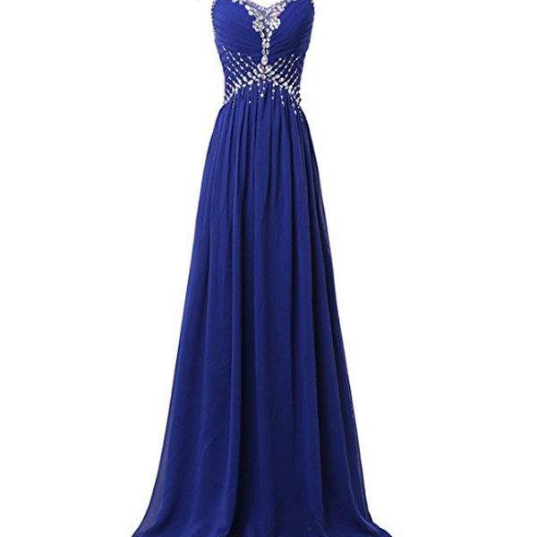 Beautiful Chiffon V-neck Long Prom Gowns Party Dresses on Luulla