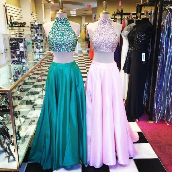 Two-Piece Prom Dress With Beaded Bodice, Formal Gown, Long Prom Dresses ...