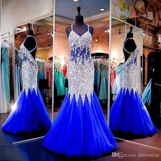 Royal Blue Prom Dresses,royal Blue Prom Dress,silver Beaded Formal Gown ...