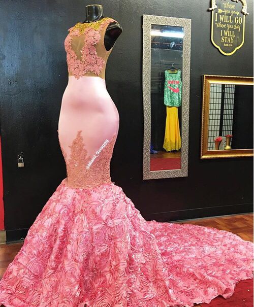 Prom Gown,pink Prom Dresses With Lace,evening Gowns,mermaid Formal ...