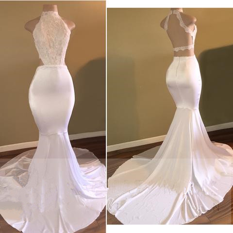 white mermaid evening gown