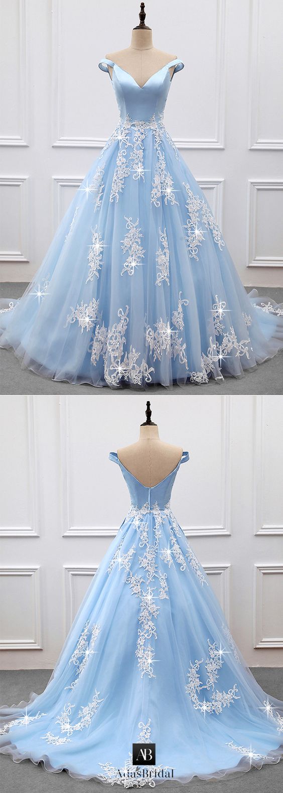 A-Line /Princess Prom Dresses Tulle Off The Shoulder Lace Embroidery main image 1